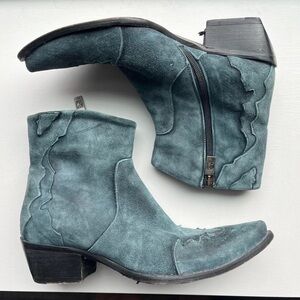 Teal Suede Booties Cuoiera Fiorentina